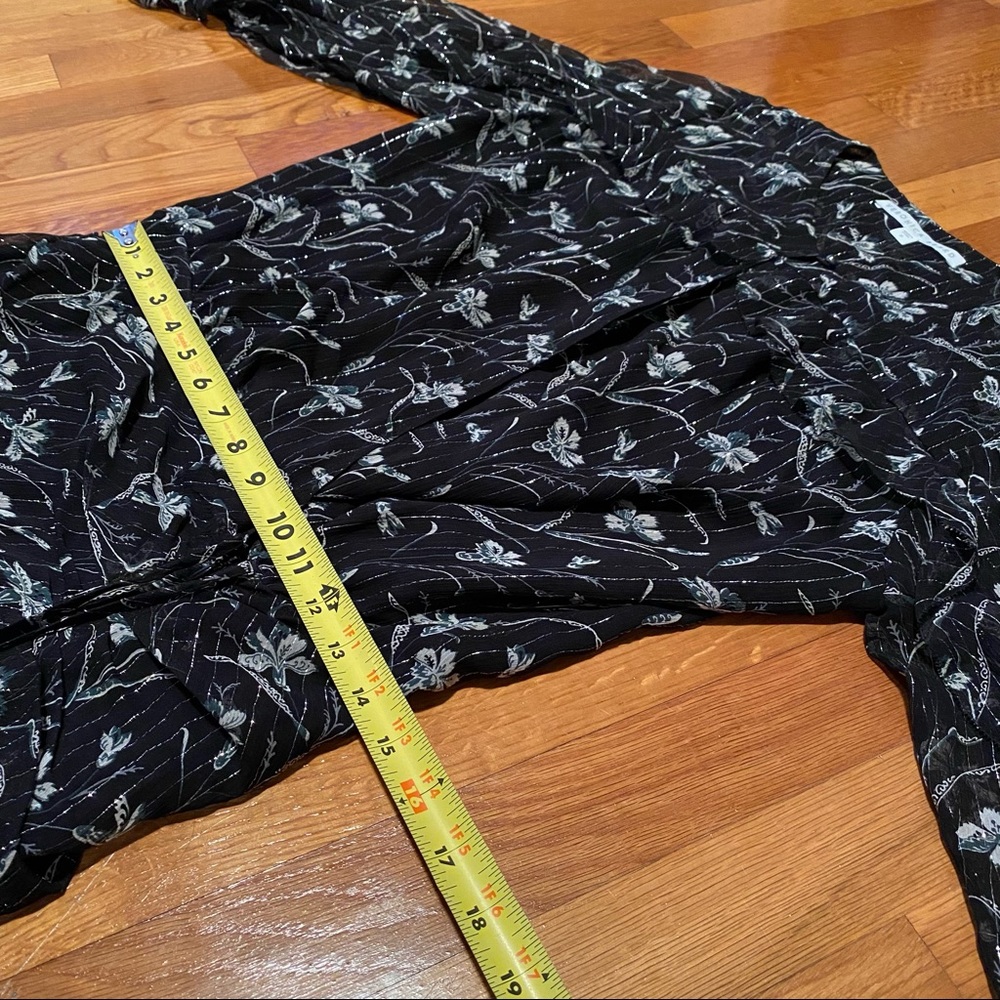 Veronica Beard Fitzgerald Black Metallic Ruched Floral Silk Mini Dress - Picture 12 of 14